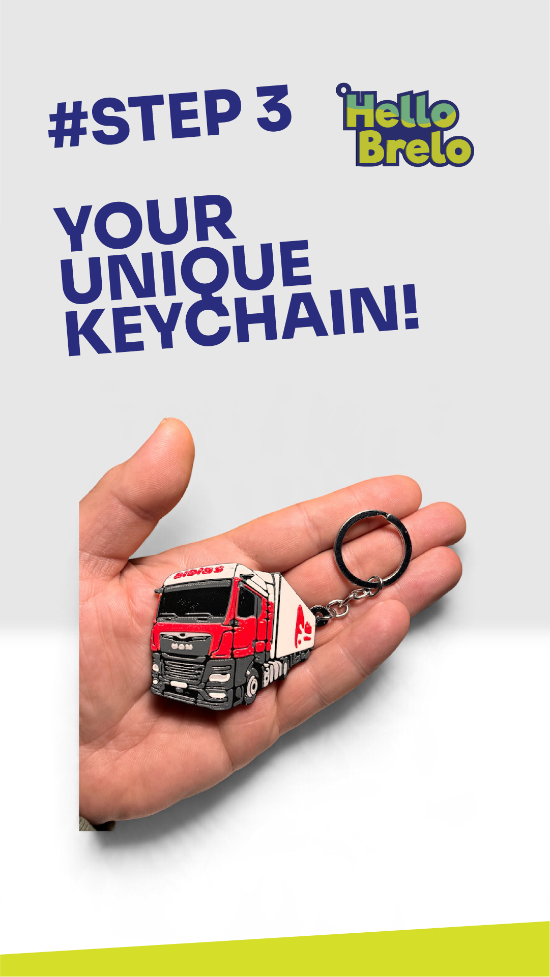 Finished keychain made from the approved design